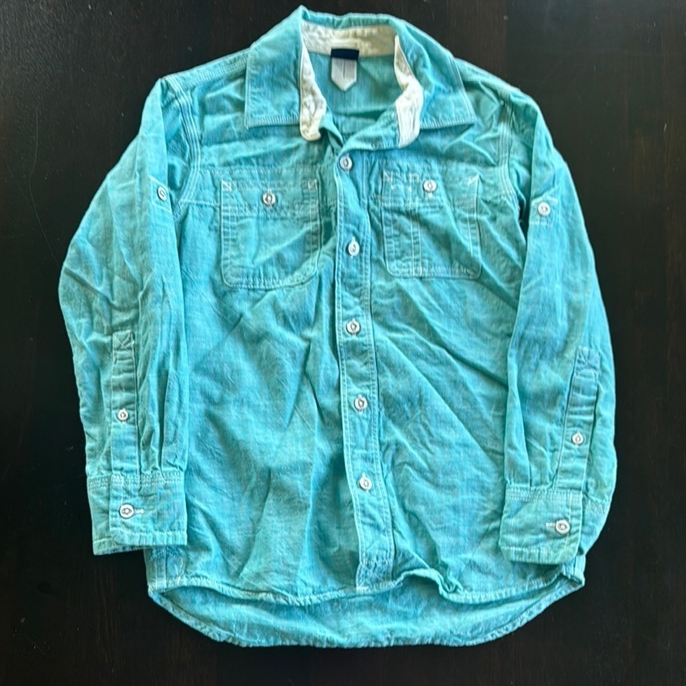 GAP Blue Long-Sleeve Button Down Shirt - Picture 3 of 4